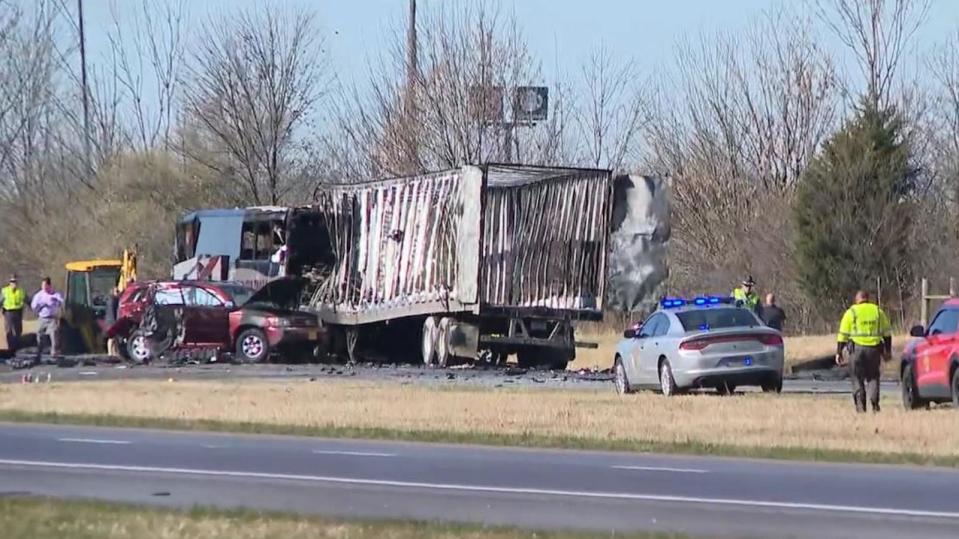 PHOTO: A large crash shut down Interstate 70 in Etna, Ohio, on Tuesday, Nov. 14, 2023. (WSYX)