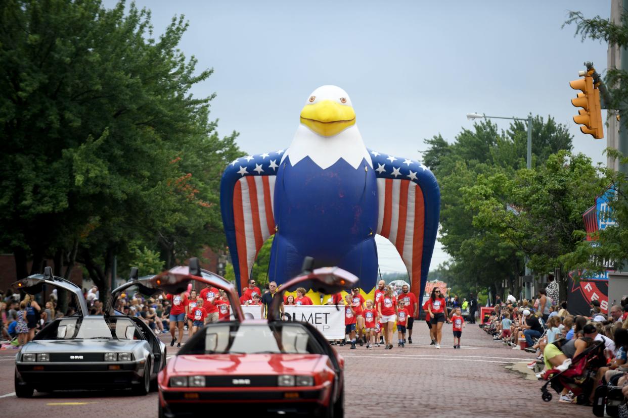 A scene from the 2022 Pro Football Hall of Fame Enshrinement Festival Canton Repository Grand Parade.