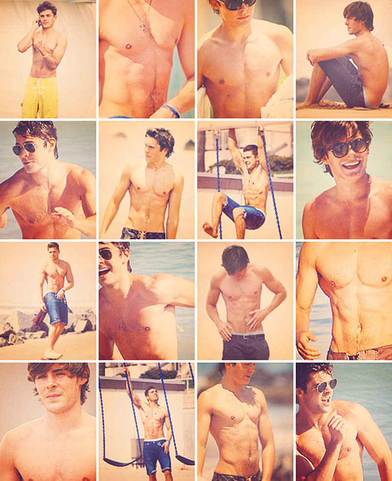 <p>This is a Tumblr fan's collage of Zac at the beach. You can't go wrong with a well-filtered collage.</p>