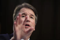 <p> FILE - In this Sept. 5, 2018, file photo, Supreme Court nominee Brett Kavanaugh, testifies before the Senate Judiciary Committee on Capitol Hill in Washington, for the second day of his confirmation hearing to replace retired Justice Anthony Kennedy. (AP Photo/Manuel Balce Ceneta, File) </p>