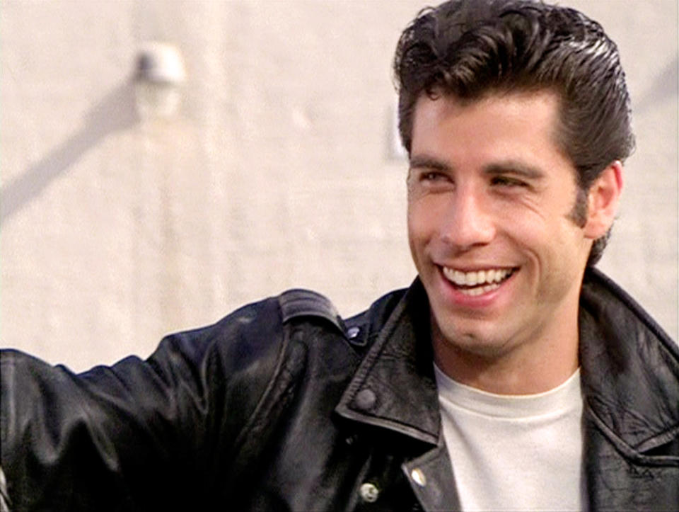 LOS ANGELES - JUNE 16: The movie "Grease", directed by Randal Kleiser. Seen here, John Travolta as Danny Zuko. Initial theatrical release of the film, June 16, 1978. Screen capture. Paramount Pictures. (Photo by CBS via Getty Images)