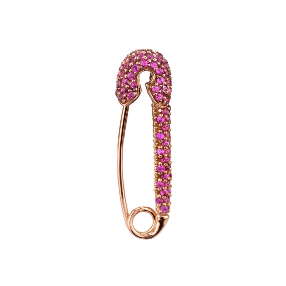 4) Ruby Medium Safety Pin Earring