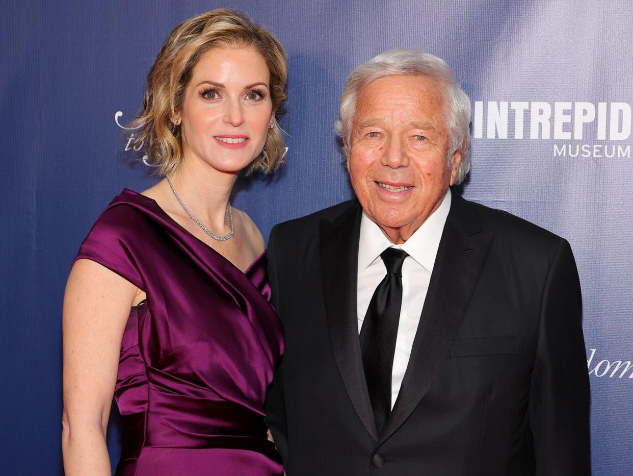 Dana Blumberg and Chairman & CEO, The Kraft Group Robert Kraft attend as Intrepid Museum hosts Annual Salute To Freedom Gala on November 10, 2021 in New York City