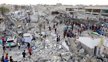 A general view of the site of an explosion in Baghdad's Sadr City district, Iraq, June 7, 2018. REUTERS/Wissm al-Okili