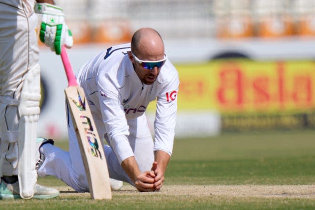 Jack Leach takes a catch