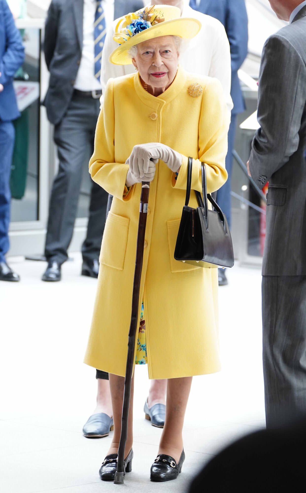 Queen Elizabeth II at Paddington station in London during a visit to mark the completion of London's Crossrail project