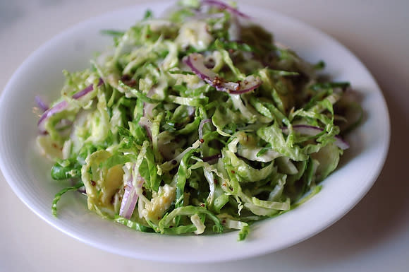 Brussels Sprout Salad with Red Onion, Lemon and Pecorino