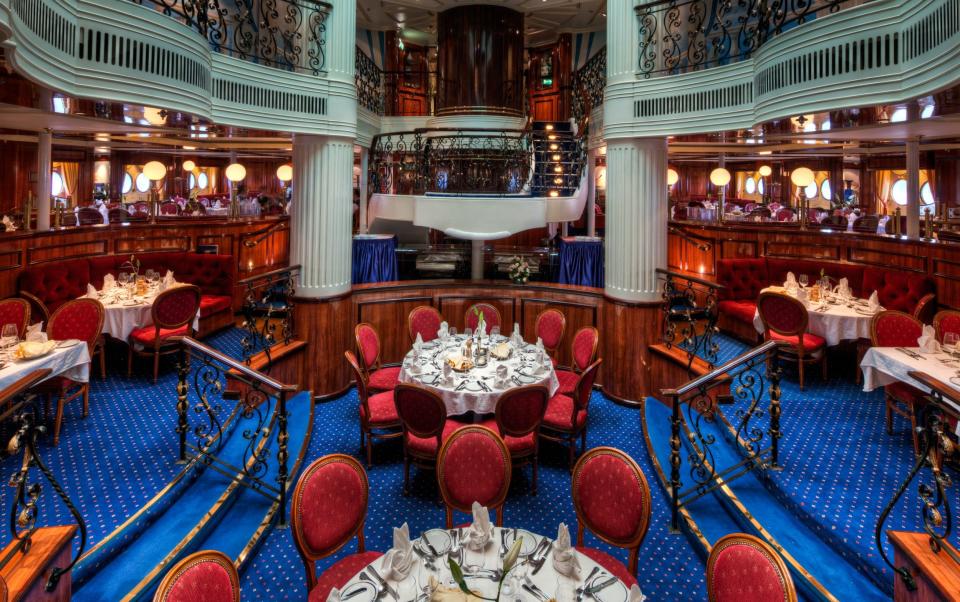 The luxurious dining room aboard the Royal Clipper