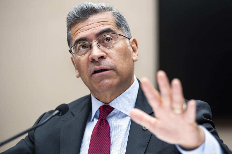 HHS Secretary Xavier Becerra testifies during House Education and the Workforce Committee hearing (Tom Williams / CQ Roll Call via AP file)