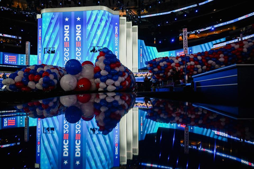 An inside look at the stage for the 2024 Democratic National Convention