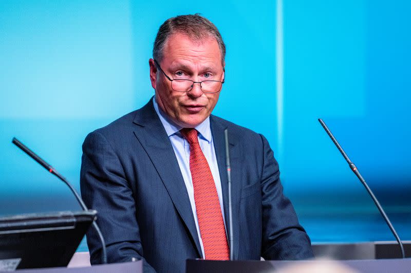 Nicolai Tangen, appointed as the new CEO of the Norges Bank Investment Management attends a news conference, in Oslo