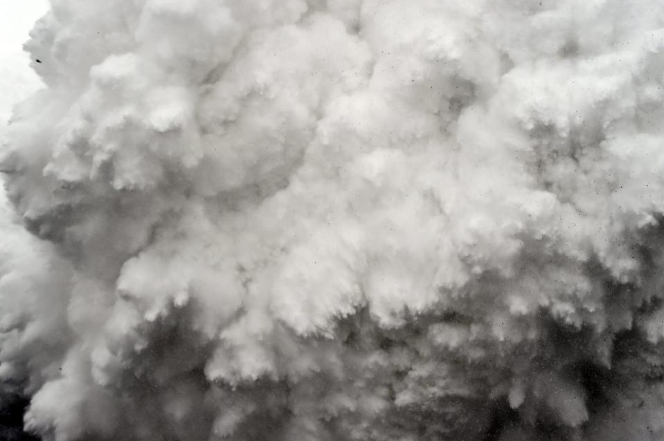 An image of a wall of snow and ice that descended upon Everest’s base camp in 2015 killing 22 people. EPA