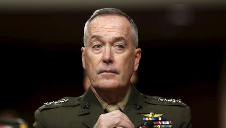 Joint Chiefs of Staff Chair USMC General Joseph Dunford Jr. testifies before the Senate Armed Services Committee hearing on Capitol Hill in Washington March 17, 2016. REUTERS/Gary Cameron