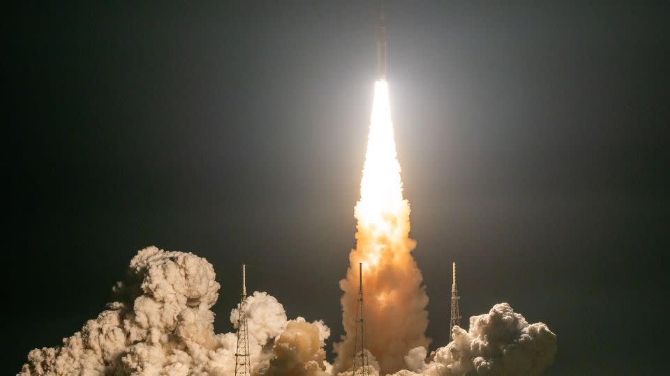 The NASA Space Launch System rocket carrying the Orion spacecraft launches on the Artemis I flight on Nov. 16, 2022, from Kennedy Space Center in Florida.  -Joel Kowsky/NASA