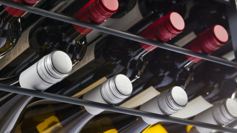 screw cap wines in rack