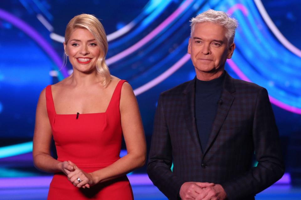 Carrying on: Holly Willoughby got through the rest of her live link before being teased backstage (ITV) (Matt Frost/ITV/REX )