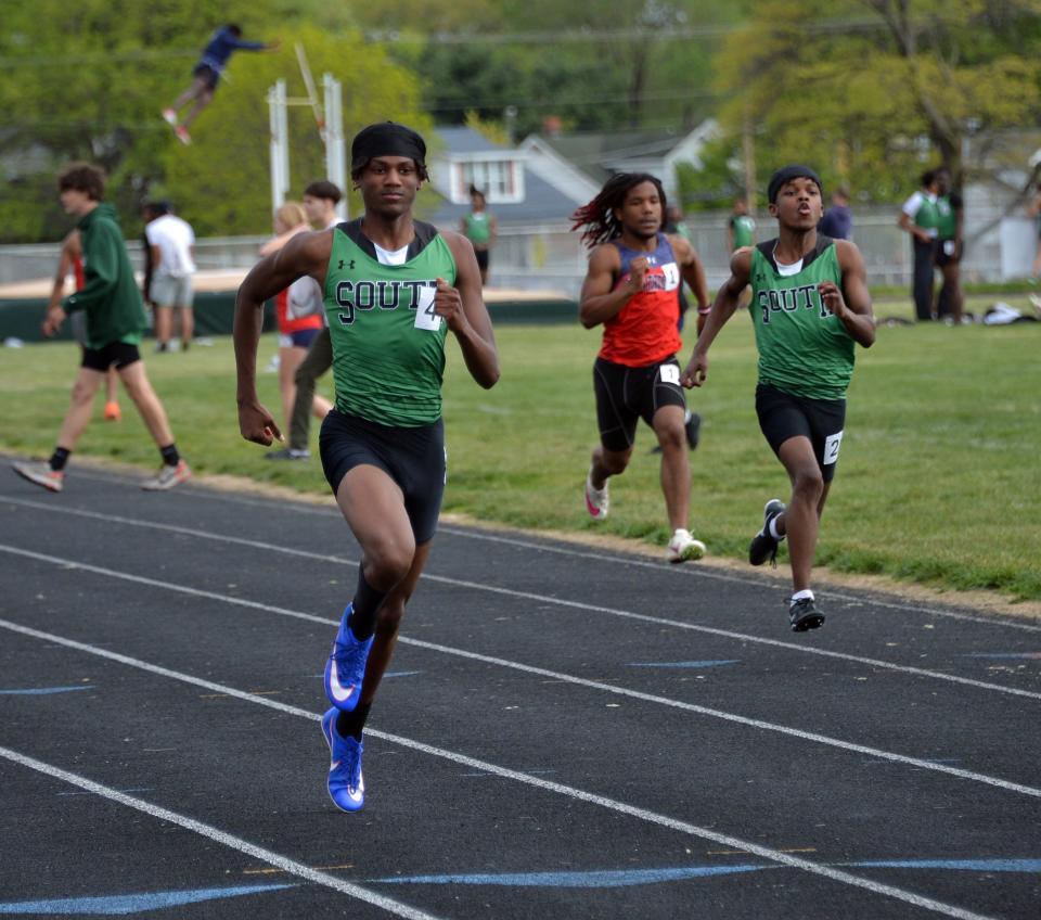 South Hagerstown's Deontae Blake won the boys 100-meter dash during the Rebel Relays.