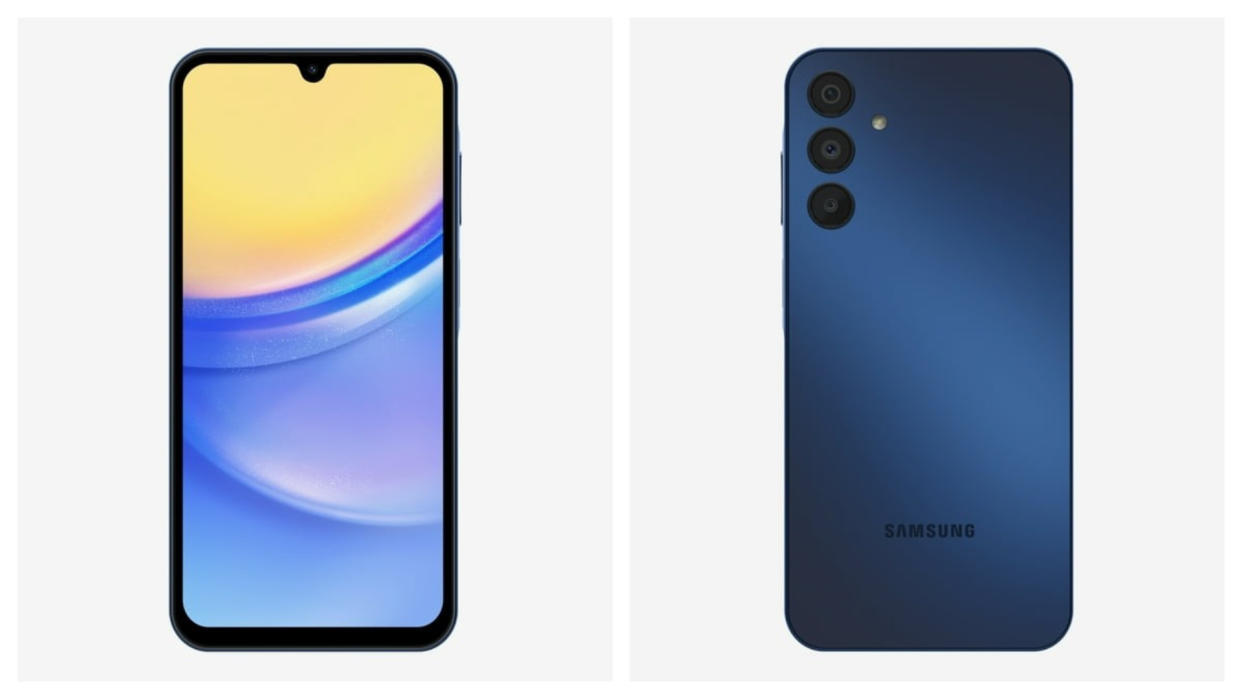  Samsung Galaxy A15 renders for front and back. 