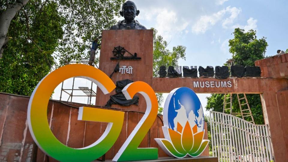 A new look of Gandhi Darshan where new installations along with Sculptures are placed ahead of G20 Summit at Rajghat on September 1, 2023 in New Delhi, India.