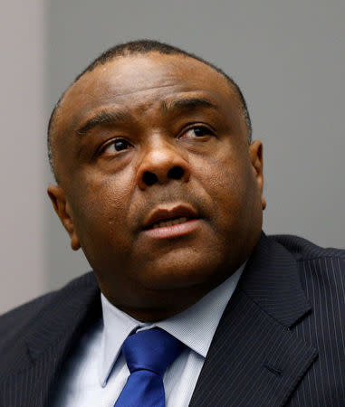 FILE PHOTO: Jean-Pierre Bemba Gombo of the Democratic Republic of the Congo sits in the courtroom of the International Criminal Court (ICC) in The Hague, June 21, 2016. REUTERS/Michael Kooren/File Photo