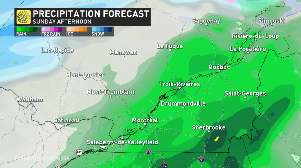 Quebec precip Sunday afternoon