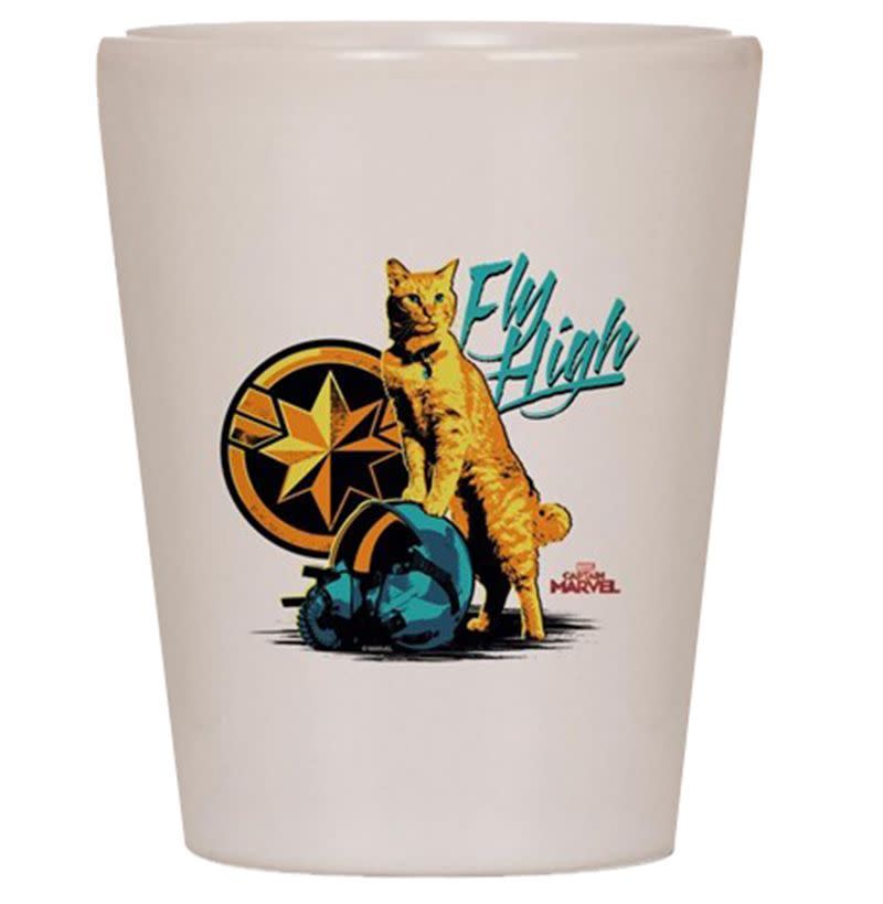 <p><strong>Cafe Press</strong></p><p>cafepress.com</p><p><strong>$9.79</strong></p><p><a href="https://www.cafepress.com/+goose_the_cat_captain_marvel_shot_glass,403113423" rel="nofollow noopener" target="_blank" data-ylk="slk:Buy;elm:context_link;itc:0;sec:content-canvas" class="link ">Buy</a></p><p>So you can properly take a heroic shot of tequila with the full support of Goose.</p>