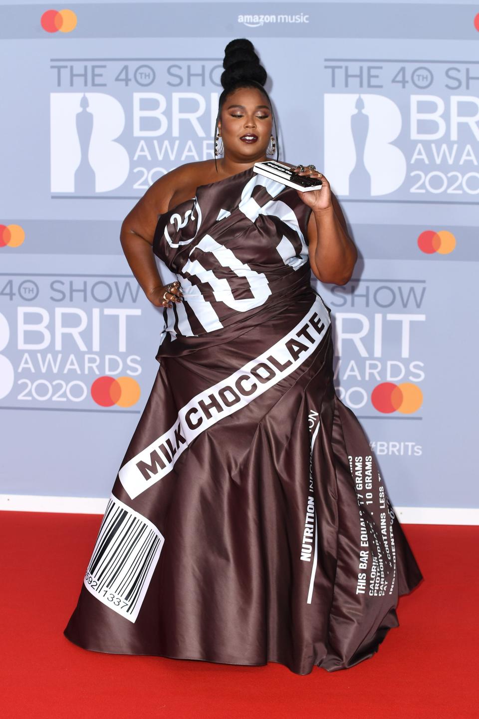 Lizzo at the BRIT Awards 2020 in London on Tuesday. (Gareth Cattermole via Getty Images)