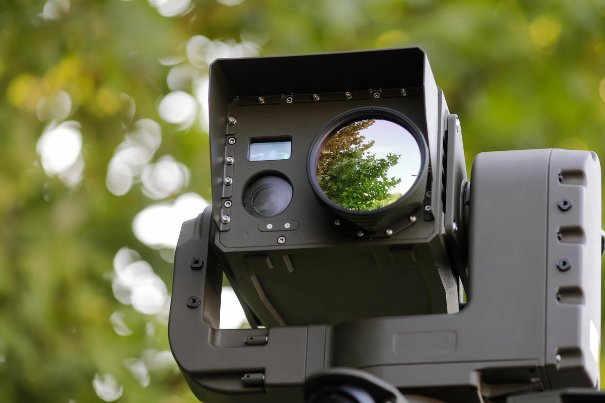 Bucharest, Romania - September 18, 2020: Various professional surveillance cameras (infrared, thermal) mounted on a Romanian Border Police vehicle.