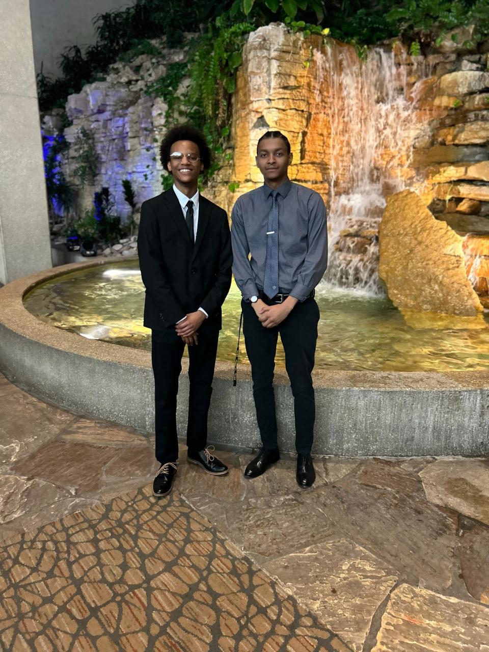 Terrance Zackery of Kalamazoo (left) and Logan Lara of Grand Rapids, seen here March 25, 2023 at the National Society of Black Engineers annual convention in Kansas City, Missouri, both attend Michigan State University College of Engineering and take part in the EV scholar program.