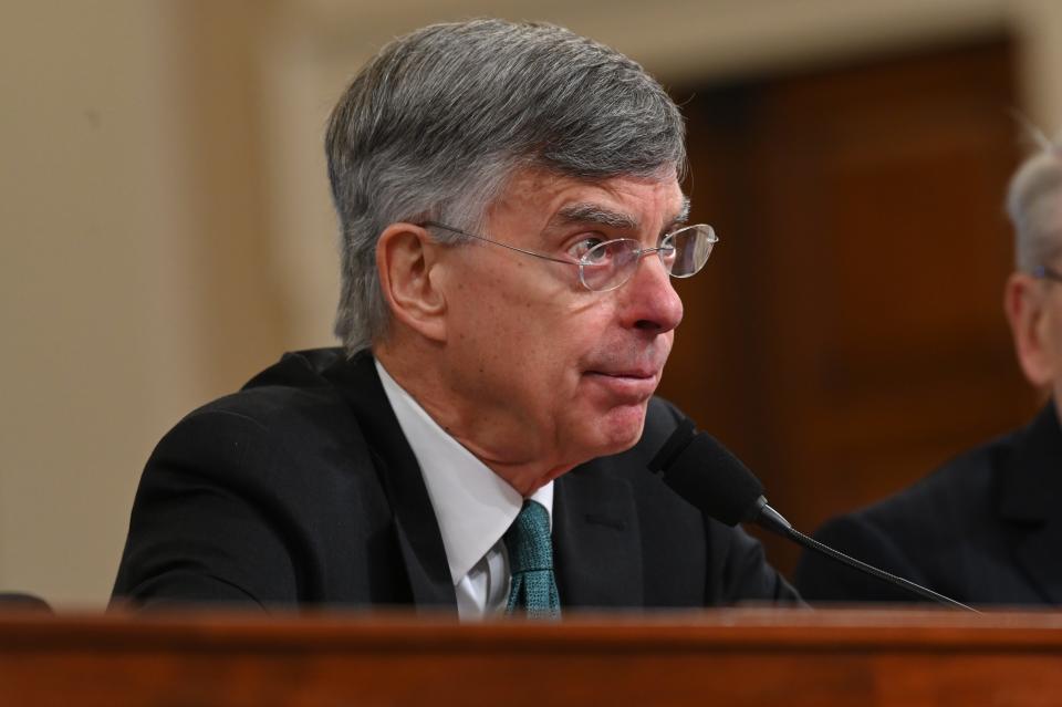 Bill Taylor, the top American diplomat in Ukraine, testifies Nov. 13, 2019, at the House impeachment hearing in Washington, D.C.