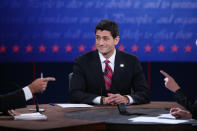 DANVILLE, KY - OCTOBER 11: U.S. Rep. Paul Ryan (R-WI) listens during the vice presidential debate at Centre College October 11, 2012 in Danville, Kentucky. This is the second of four debates during the presidential election season and the only debate between the vice presidential candidates before the closely-contested election November 6. (Photo by Justin Sullivan/Getty Images)