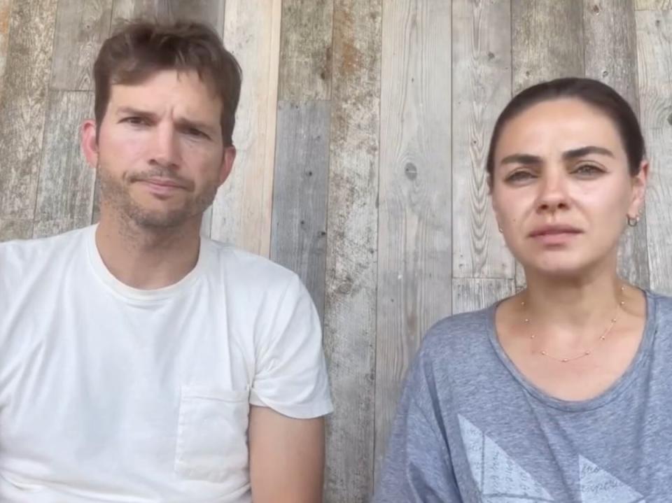 Ashton Kutcher y Mila Kunis aseguraron que no querían socavar el testimonio de los acusadores de Masterson (Twitter)