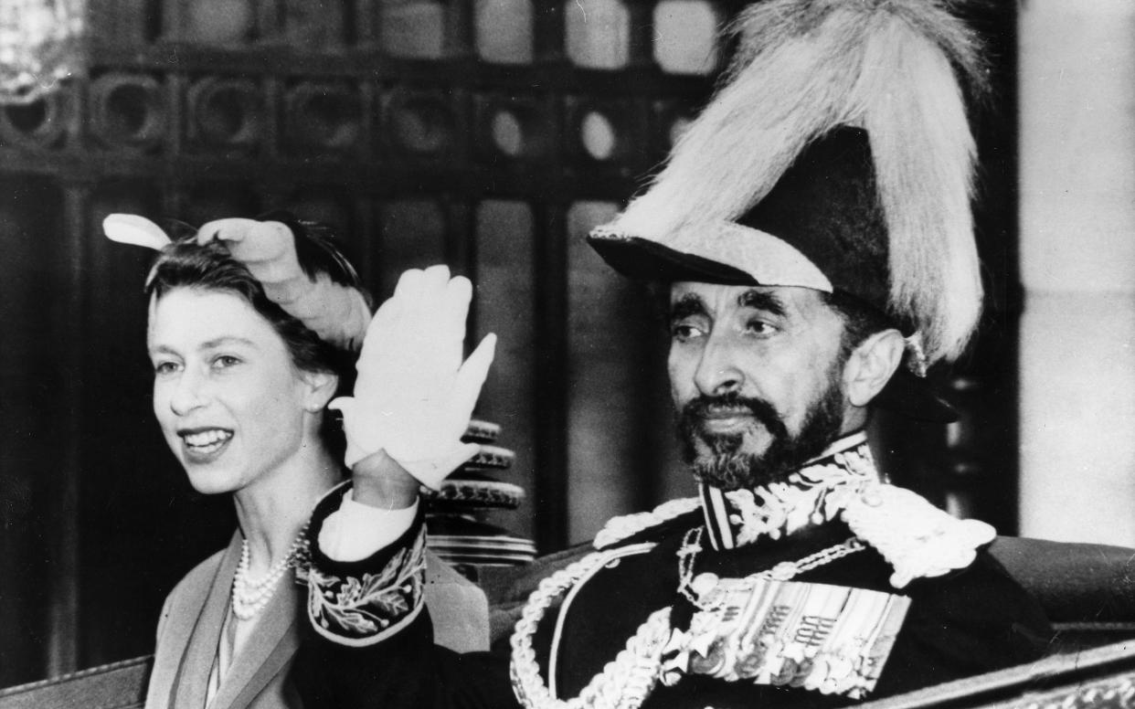 The Queen with Haile Selassie, Ethiopia’s charismatic emperor - This content is subject to copyright.