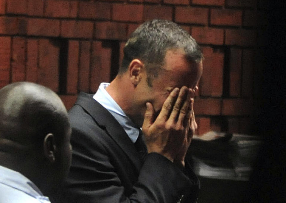 Paralympian star Oscar Pistorius was charged with murder after he allegedly shot his girlfriend Reeva Steenkamp four times at his home in Pretoria, South Africa. The 'Blade Runner' broke down in tears as the charges was read out to him in court. He denies the allegations (Reuters)