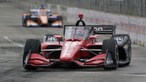 Will Power (12) drives during the IndyCar Detroit Grand Prix auto race on Belle Isle in Detroit, Sunday, June 5, 2022. (AP Photo/Paul Sancya)