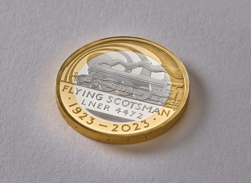 Celebrating the Centenary of Flying Scotsman £2. Photo: Royal Mint