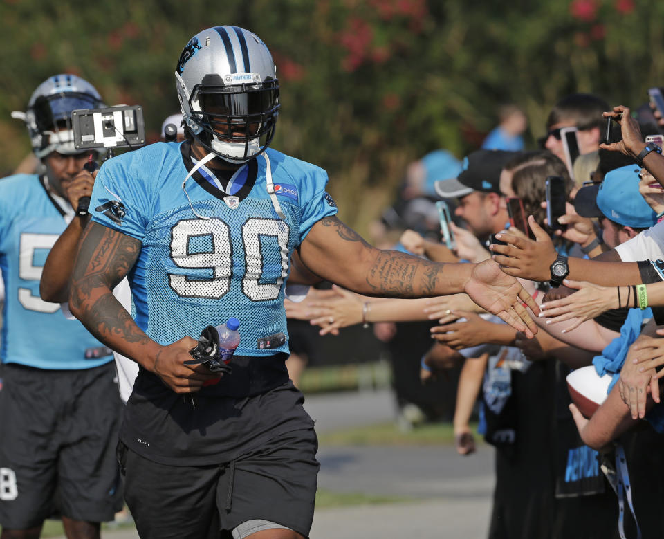 Carolina Panthers' Julius Peppers (90) was named NFC defensive player of the week. (AP)