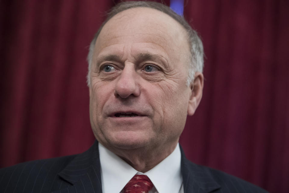 <span class="s1">Steve King attends a rally for Iowans before the anti-abortion March for Life on the Mall in January. (Photo: Tom Williams/CQ Roll Call/Getty Images)</span>