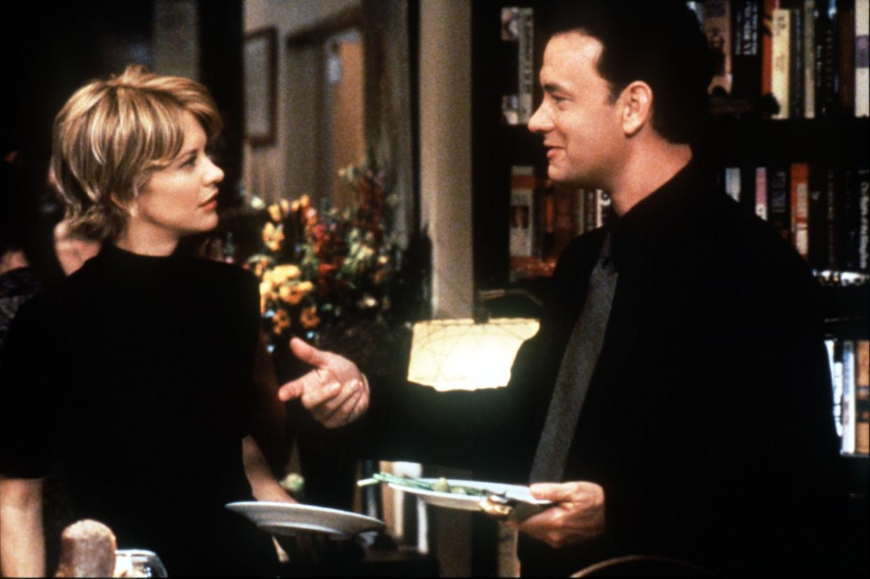 Tom Hanks and Meg Ryan in a scene from "You've Got Mail"... and now you have the AOL dial-up sign-on sounds in your head.