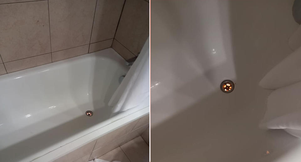 The light coming through the bathtub drain.