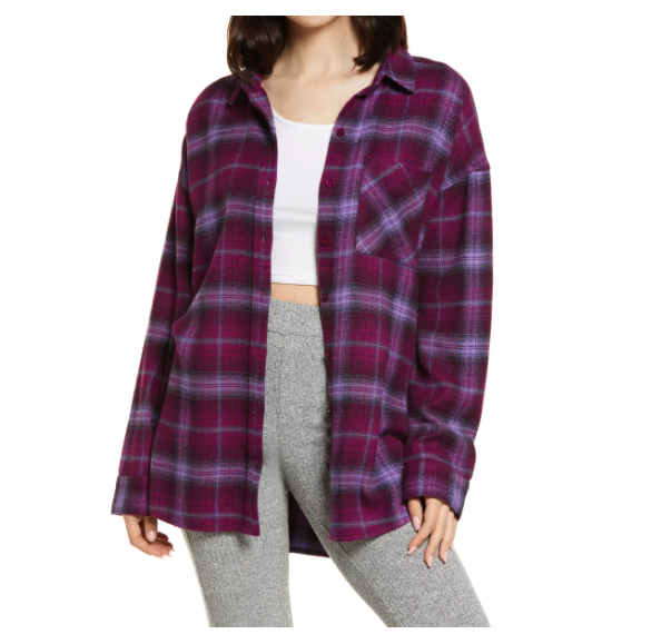 BP. Boyfriend Plaid Button-Up Shirt. Image via Nordstrom.