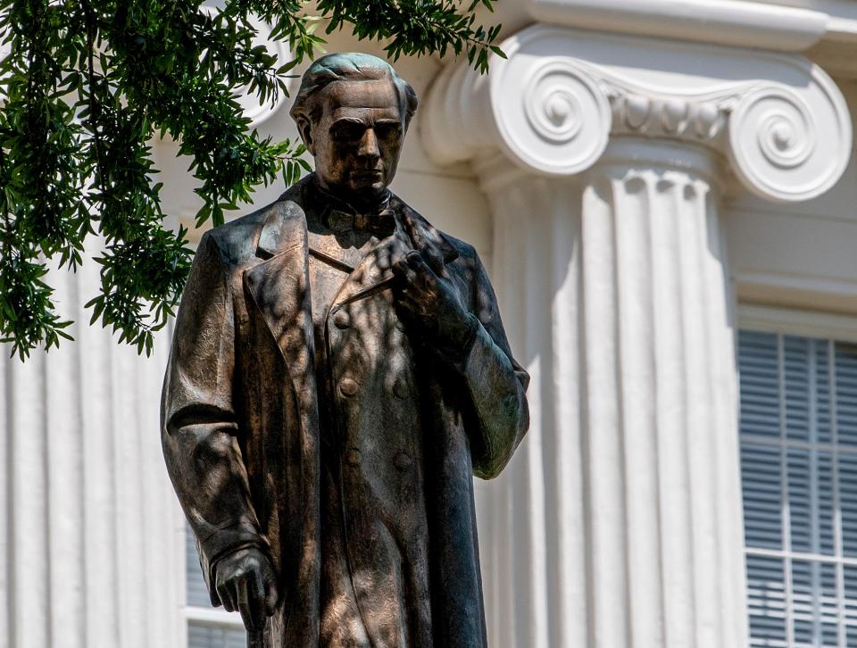 The statue of Dr. J. Marion Sims on the grounds of the Alabama State Capitol Building in Montgomery, Ala., on Monday June 1, 2020.