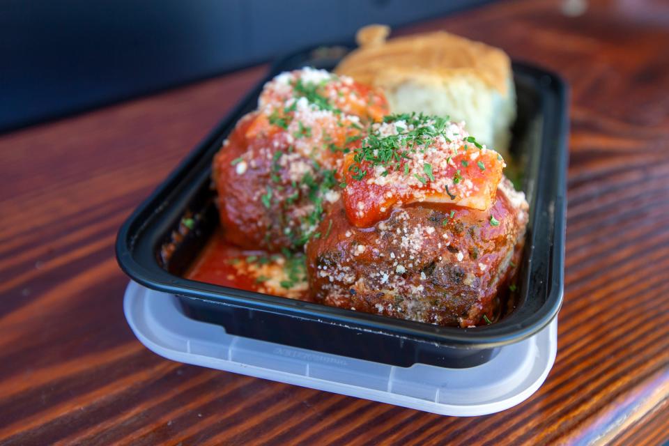 Chicken parm meatballs from Nicole Montecalvo's food truck, Your Sister's Balls, which will attend Monmouth Park Racetrack's Italian Festival and Wine Tasting this weekend.