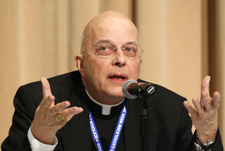 Archbishop of Chicago  Age: 76  Born: Jan. 16, 1937  Education: Catholic University of America, Tulane University (New Orleans) and University of Ottawa  Ordained a priest: 1963 in Chicago  Posts held: bishop of Yakima, Wash. (1990-1996); archbishop of Portland, Ore. (1996-1997); archbishop of Chicago (1997-present)  Elevated to cardinal: 1998 by Pope John Paul II   CHICAGO - APRIL 21:  In this handout photo provided by DePaul University, Cardinal Francis George, O.M.I., archbishop of Chicago and president of the United States Conference of Catholic Bishops, addresses the DePaul University symposium April 21, 2010 in Chicago, Illinois. The Symposium has gathered to respond to a recent encyclical from Pope Benedict XVI that addressed the role the global Catholic community is playing in shaping and determining the future of the world's burgeoning population and its mounting challenges in economic opportunity, social justice and environmental sustainability. (Photo by Jeff Haynes/DePaul University via Getty Images)