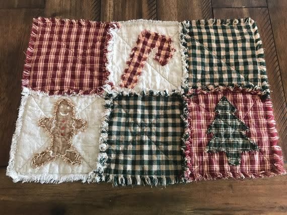 Rag Quilt Homespun Placemats