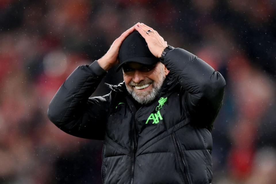 Jurgen Klopp reacts Liverpool’s 3-0 victory over Southampton (Getty)