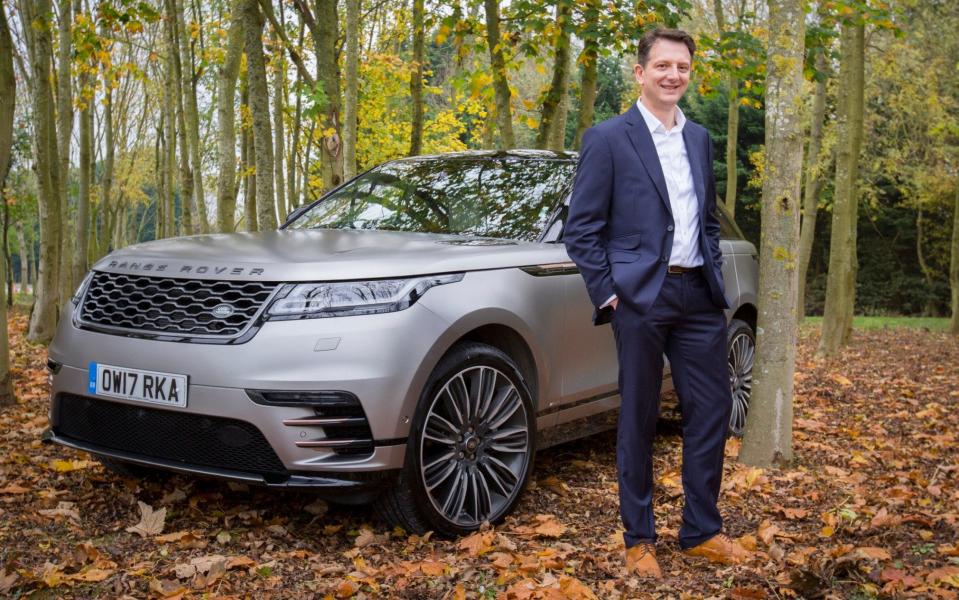 Nick Rogers, executive director of product engineering at JLR, and the company's Velar - Andrew Fox