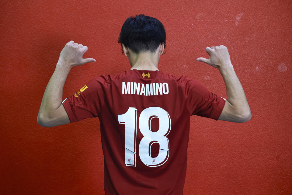 LIVERPOOL, ENGLAND - DECEMBER 18: (THE SUN OUT, THE SUN ON SUNDAY OUT) Takumi Minamino signs for Liverpool Football Club on December 18, 2019 in Liverpool, England. (Photo by Nick Taylor/Liverpool FC/Liverpool FC via Getty Images)