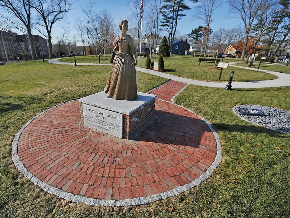 The focal point of Weymouth's new Heritage Park is a bronze statue of Abigail Adams, who was born in Weymouth.