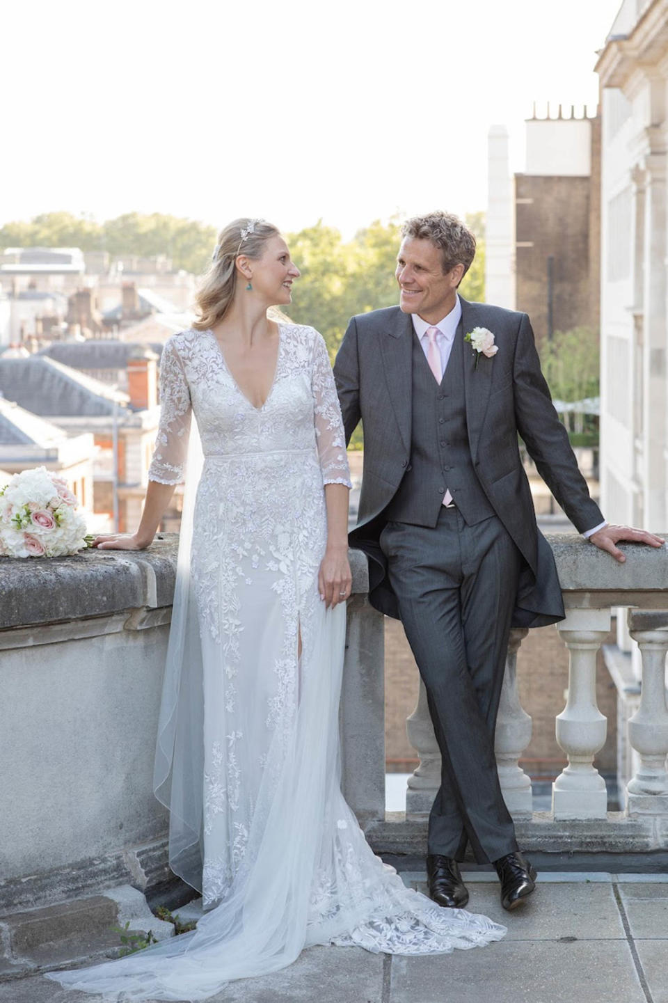 Jordan and James Cracknell on their wedding day. (Courtesy Marc Bates)